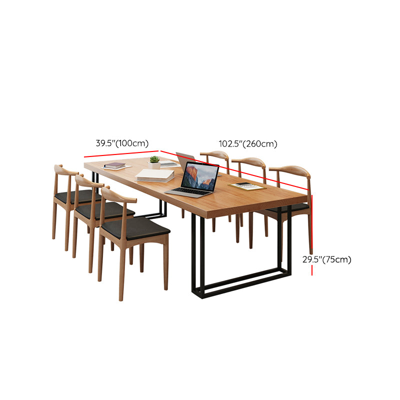 Solid Wood Rectangle Writing Desk Sled Base 29.53" Tall Office Desk