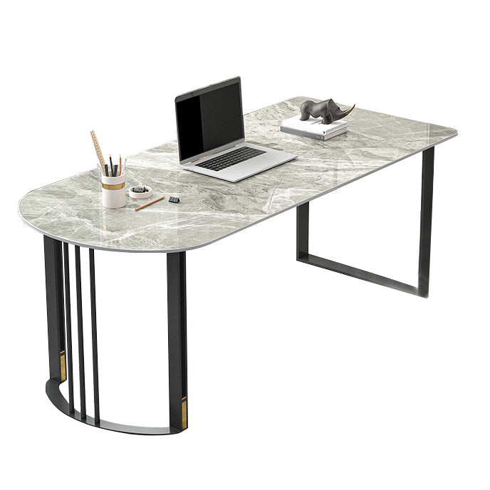 Contemporary Stone Writing Desk Bedroom Office Desk with Black Legs