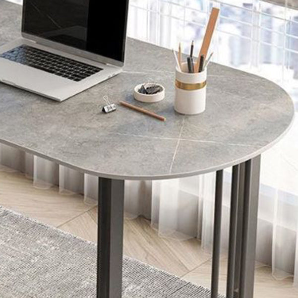 Contemporary Stone Writing Desk Bedroom Office Desk with Black Legs