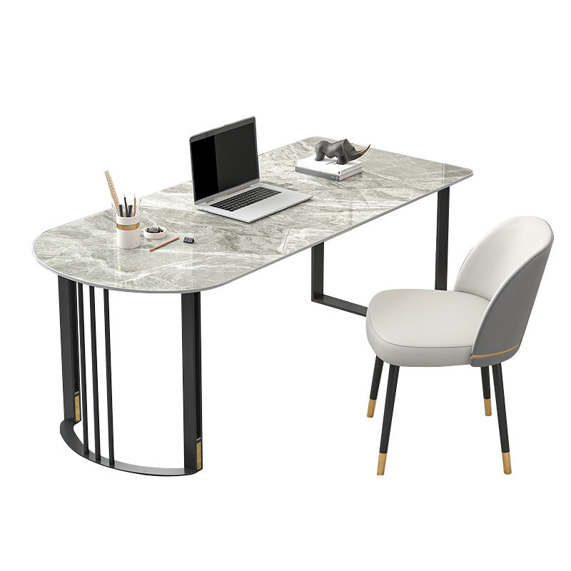 Contemporary Stone Writing Desk Bedroom Office Desk with Black Legs