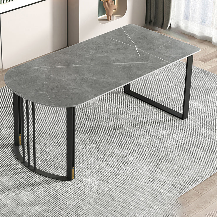 Contemporary Stone Writing Desk Bedroom Office Desk with Black Legs