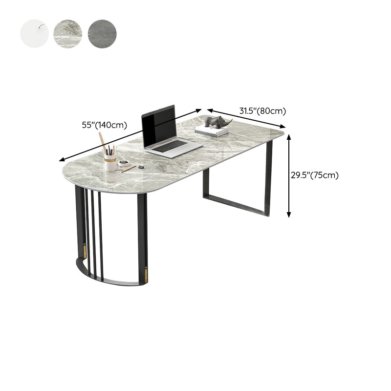 Contemporary Stone Writing Desk Bedroom Office Desk with Black Legs