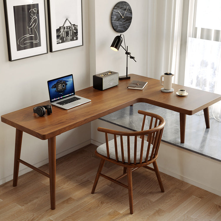 29.25 Inch Height Modern Office Desk L-Shape Solid Wood Writing Desk