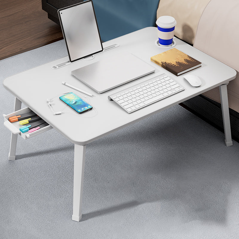 Contemporary Writing Desk Bedroom Engineered Wood Office Desk with White Legs