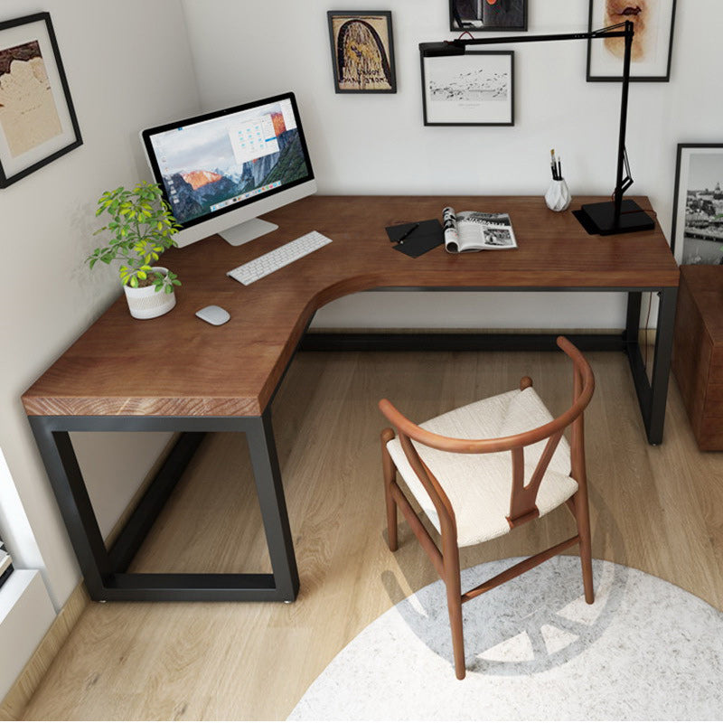 Modern L-Shape Office Desk Solid Wood Writing Desk for Home Office