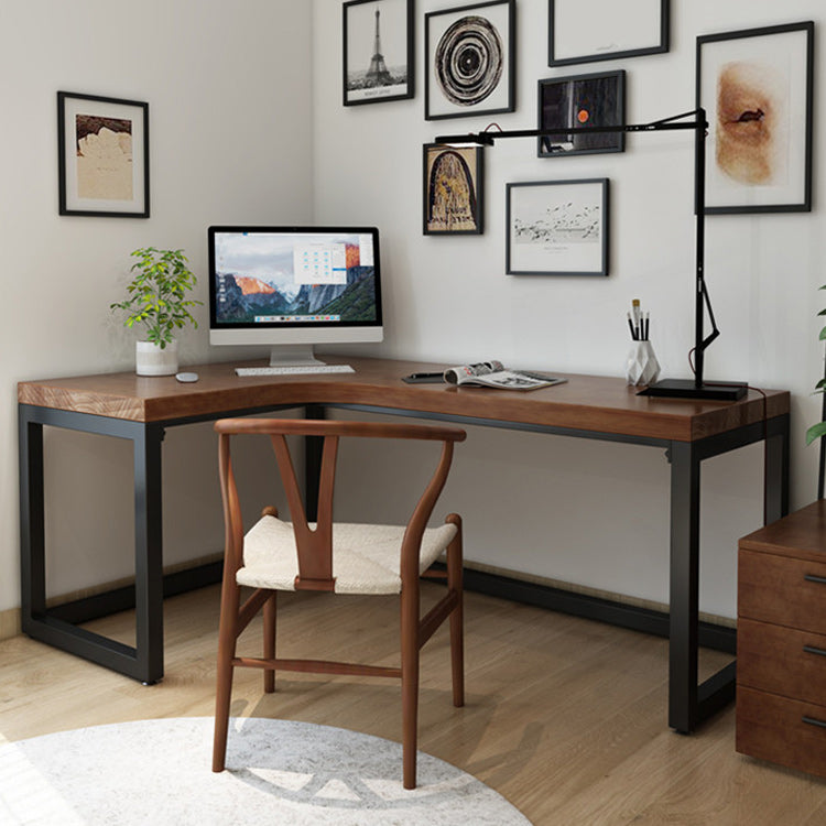 Modern L-Shape Office Desk Solid Wood Writing Desk for Home Office