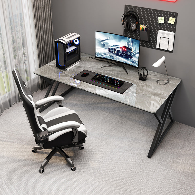 Industrial Gaming Desk Antique Finish Computer Desk with Metal Legs