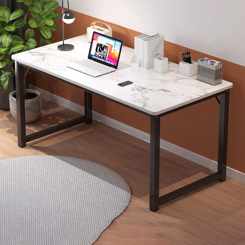 Contemporary Rectangular Computer Desk H-Shape Office Desk with Metal Legs