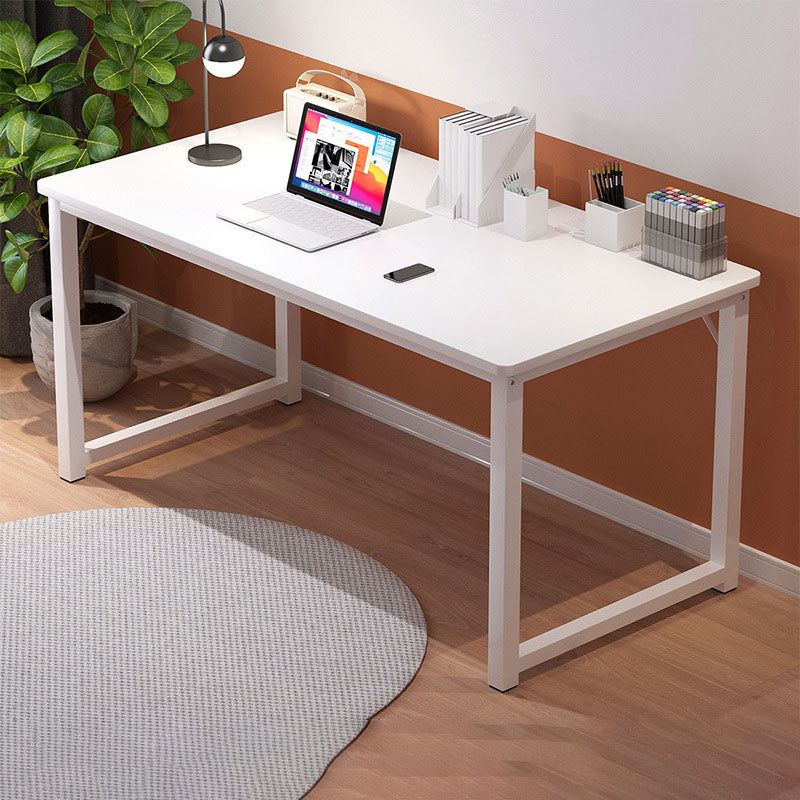 Contemporary Rectangular Computer Desk H-Shape Office Desk with Metal Legs