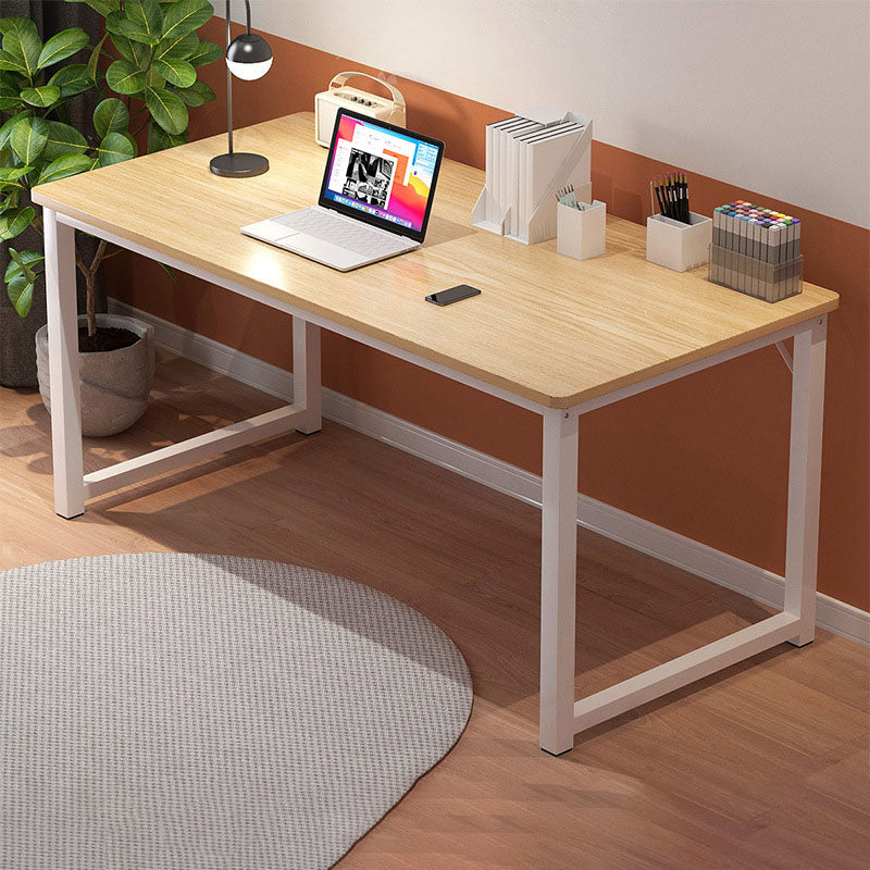 Contemporary Rectangular Computer Desk H-Shape Office Desk with Metal Legs