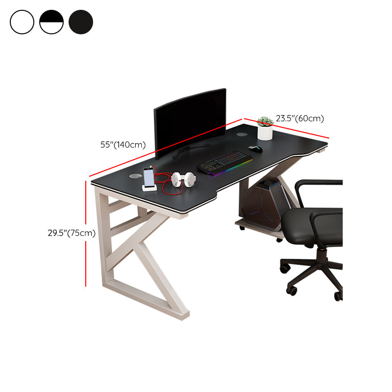 29" H Contemporary Office Desk Antique Finish Computer Desk with Metal Legs