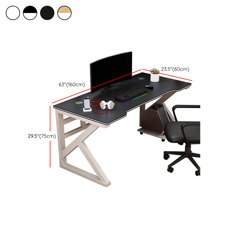 29" H Contemporary Office Desk Antique Finish Computer Desk with Metal Legs