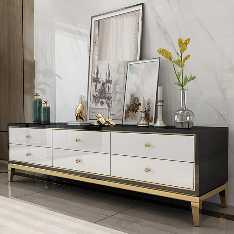 Glam Glass Stand Console Drawers Included Media Console with Legs for Living Room