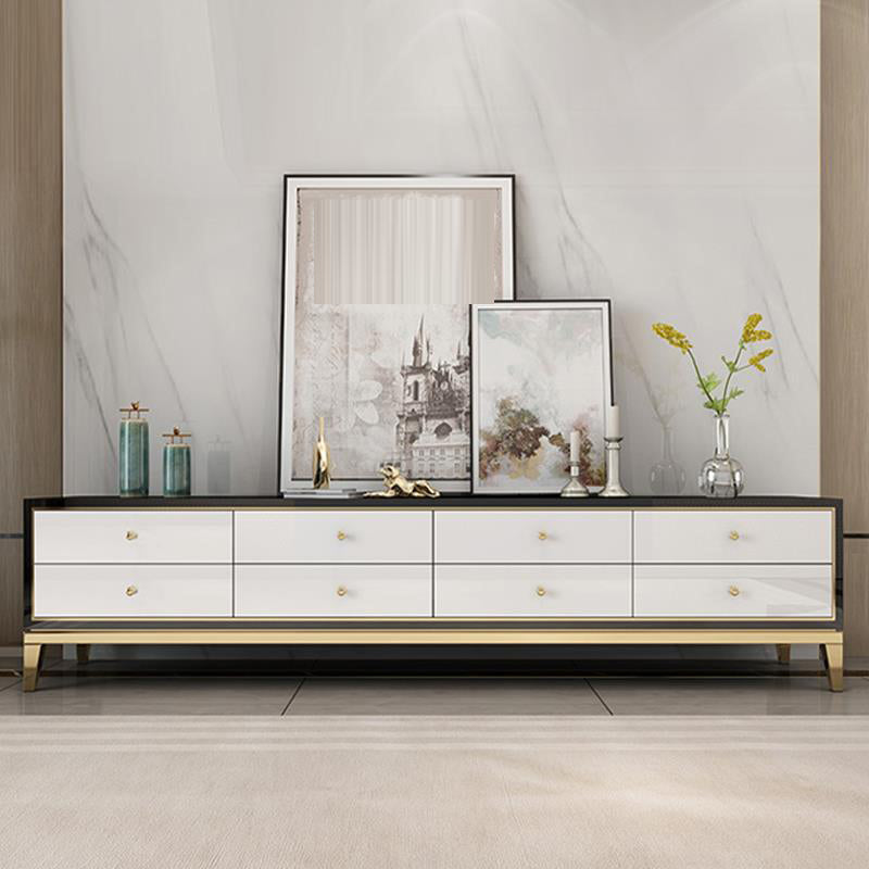 Glam Glass Stand Console Drawers Included Media Console with Legs for Living Room