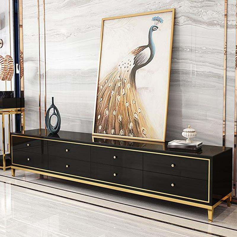 Glam Glass Stand Console Drawers Included Media Console with Legs for Living Room