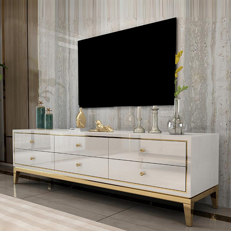 Glam Glass Stand Console Drawers Included Media Console with Legs for Living Room