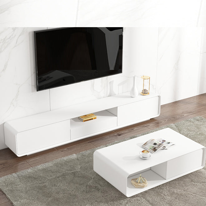 Rectangle TV Media Stand Modern Home TV Stand with Shelves and Drawer