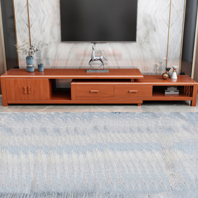 Antique TV Media Stand Oak TV Console with Drawers for Living Room