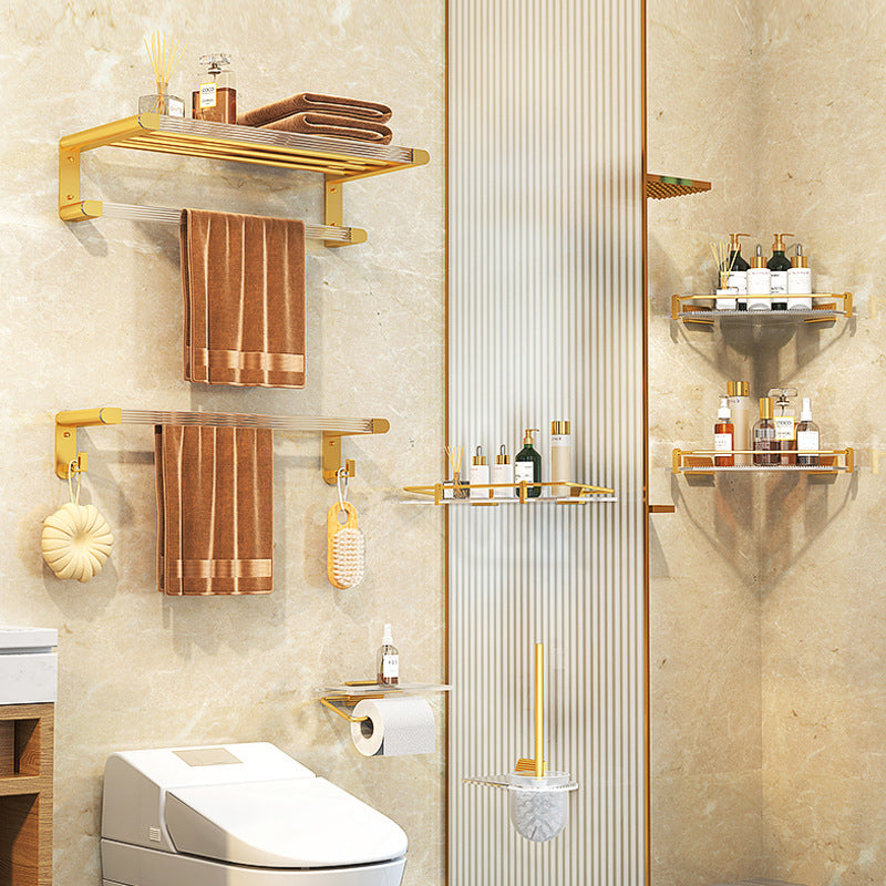 Modern Bath Hardware Set Towel Bar Bath Shelf Grey/Gold Bathroom Hardware Set