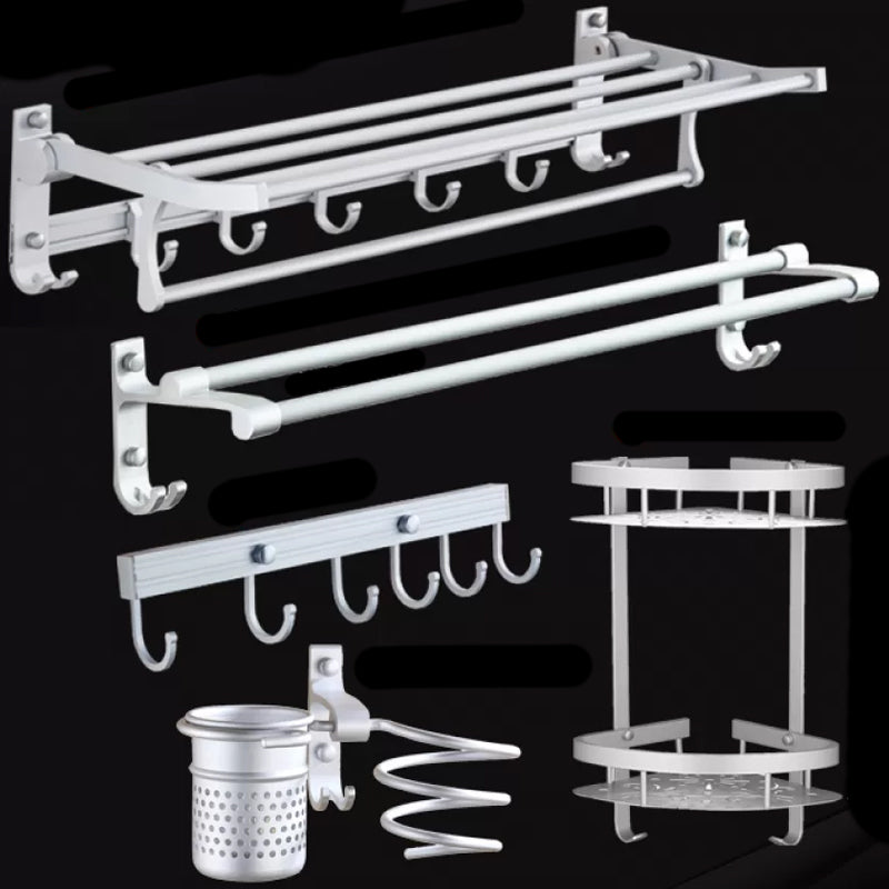 Silver Contemporary Bathroom Hardware Set Stainless Aluminum Bathroom Set