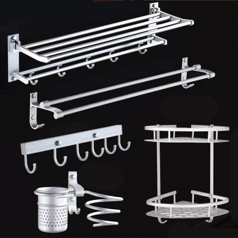 Silver Contemporary Bathroom Hardware Set Stainless Aluminum Bathroom Set