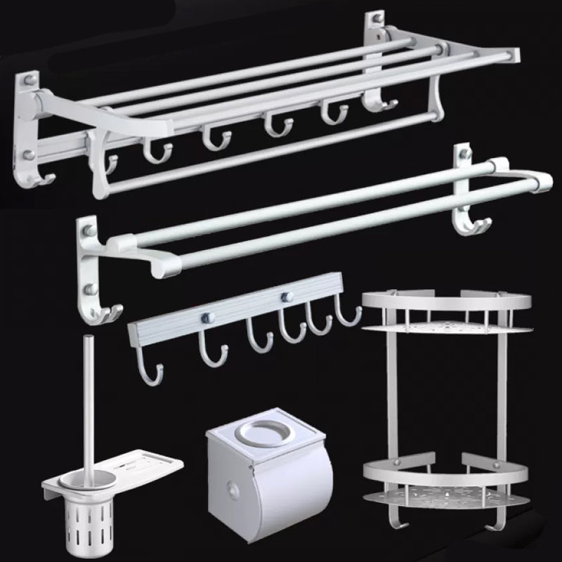 Silver Contemporary Bathroom Hardware Set Stainless Aluminum Bathroom Set