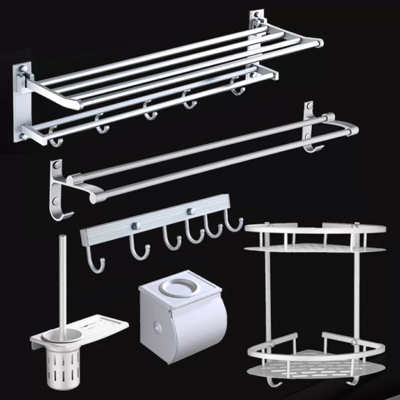 Silver Contemporary Bathroom Hardware Set Stainless Aluminum Bathroom Set