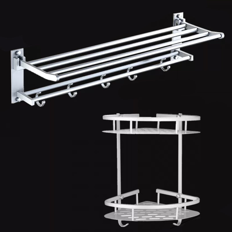 Silver Contemporary Bathroom Hardware Set Stainless Aluminum Bathroom Set