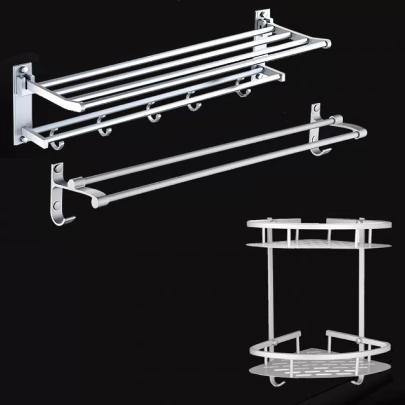 Silver Contemporary Bathroom Hardware Set Stainless Aluminum Bathroom Set