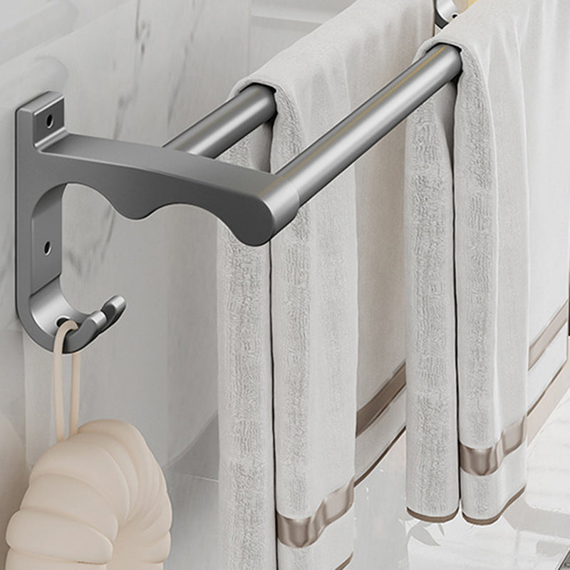 Modern Metal Bathroom Accessory Set Polished Sliver Bath Shelf/Paper Holder/Robe Hooks