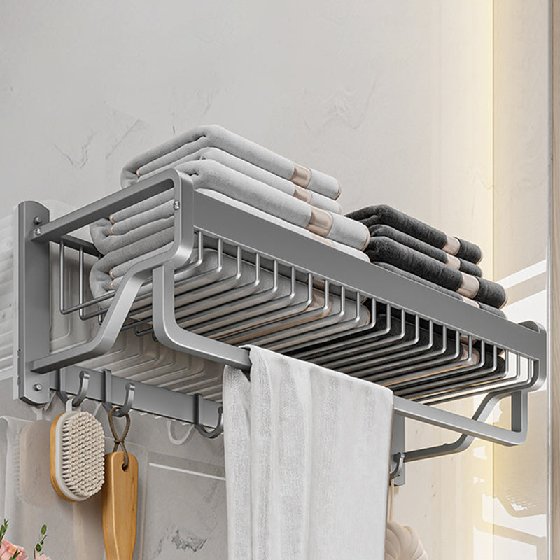 Modern Metal Bathroom Accessory Set Polished Sliver Bath Shelf/Paper Holder/Robe Hooks