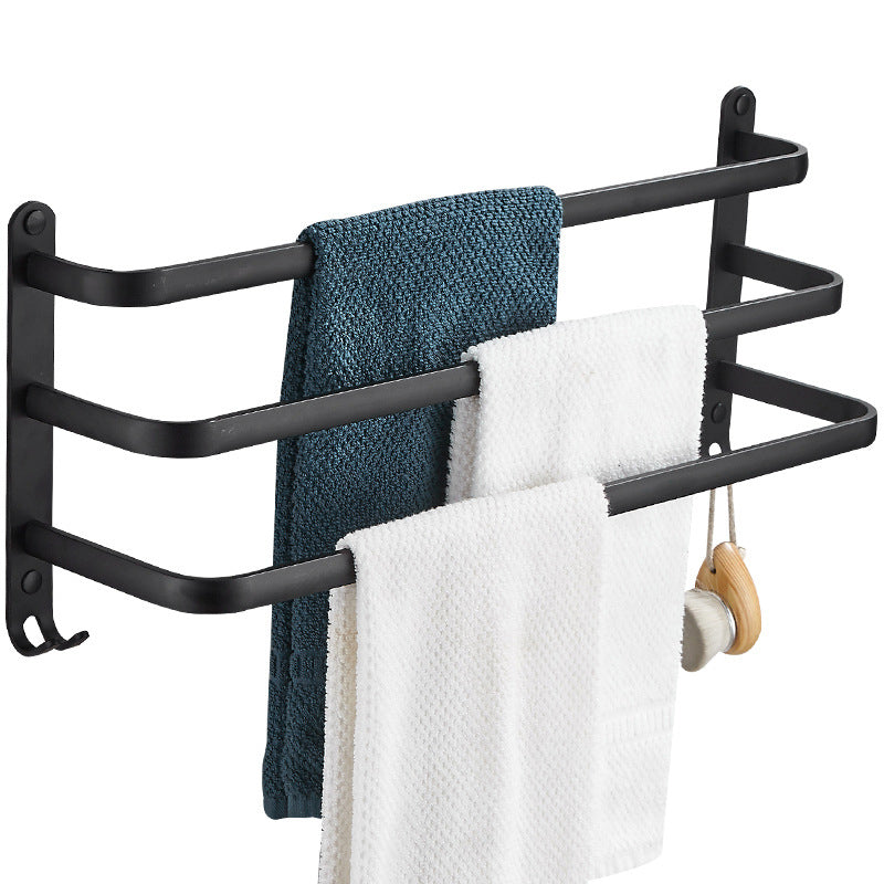 Modern Black Aluminum Bath Hardware Set Towel Bar Bathroom Hardware