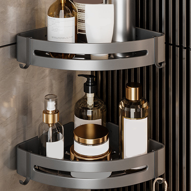 Gray Aluminum Bathroom Accessory Set Contemporary Bath Shelf