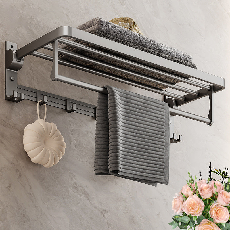 Gray Aluminum Bathroom Accessory Set Contemporary Bath Shelf