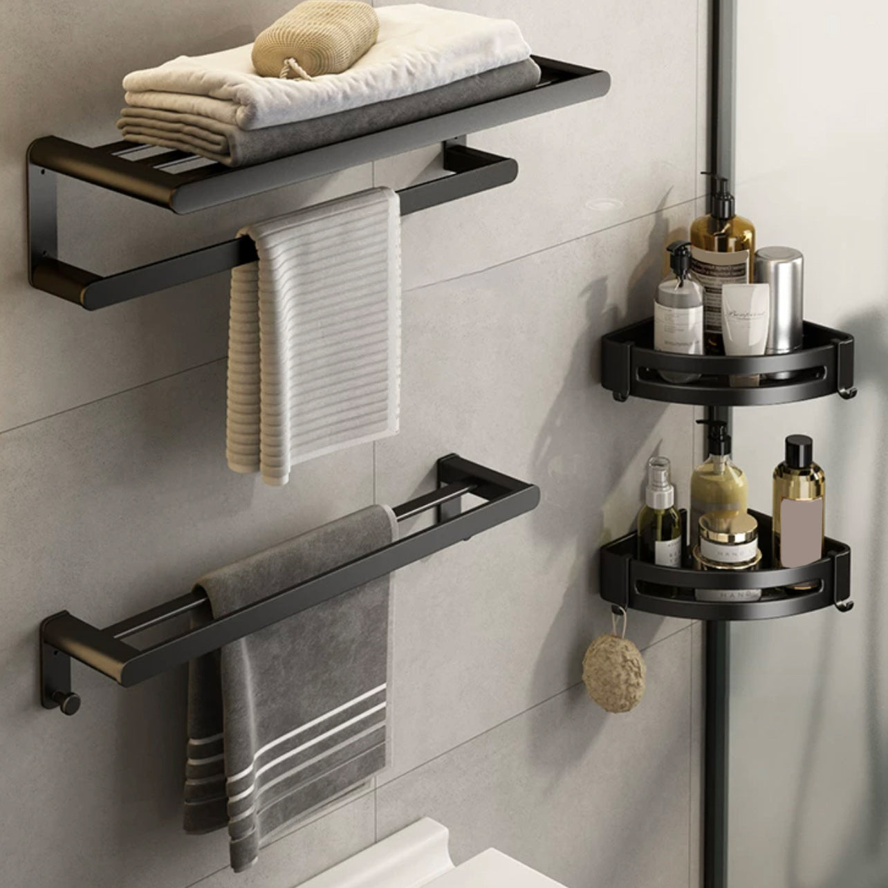 Modern Bath Hardware Set Black Towel Bar Bath Shelf Bathroom Hardware Set