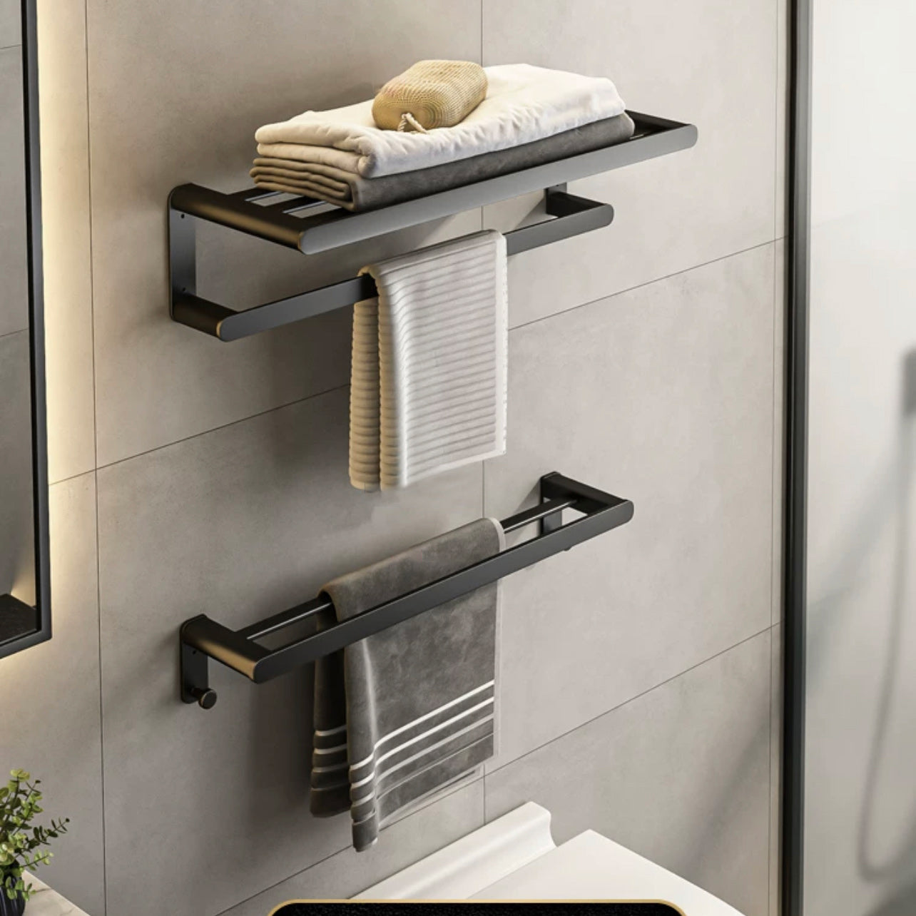 Modern Bath Hardware Set Black Towel Bar Bath Shelf Bathroom Hardware Set