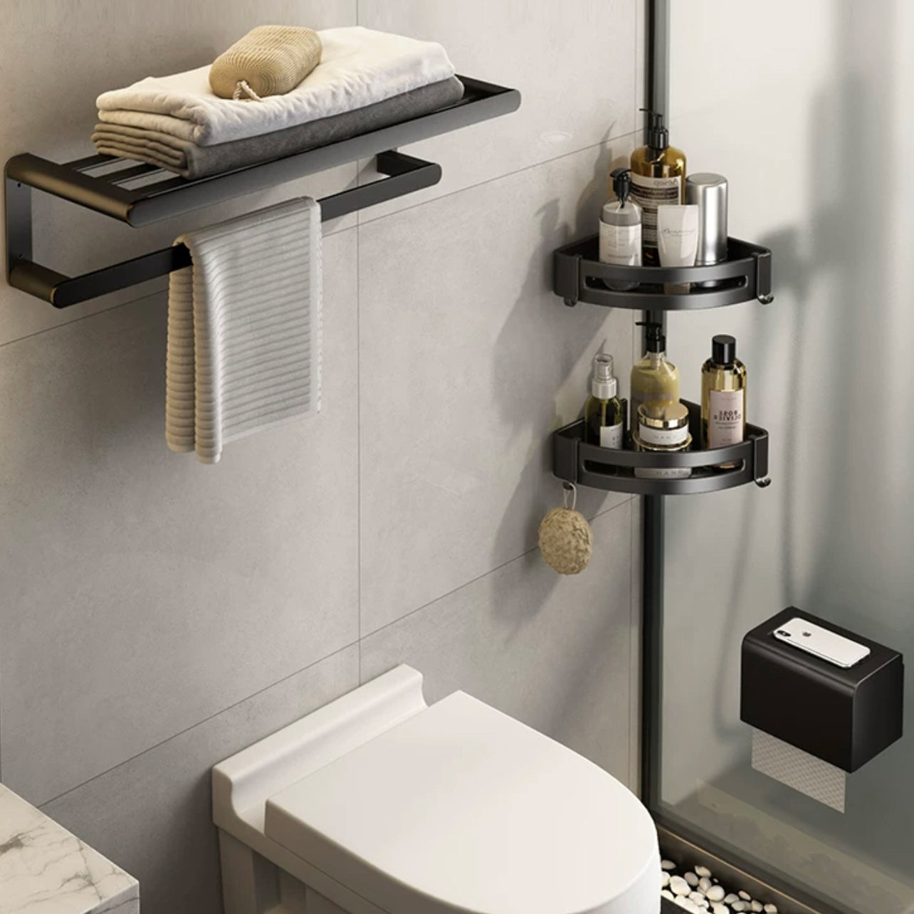 Modern Bath Hardware Set Black Towel Bar Bath Shelf Bathroom Hardware Set