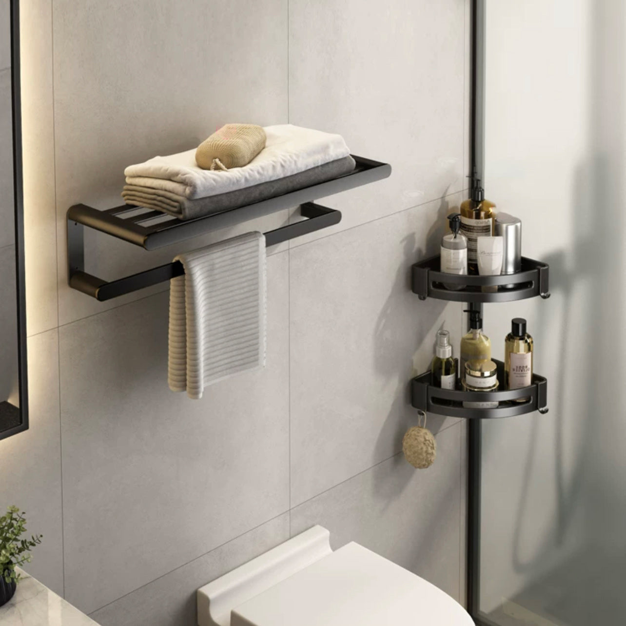 Modern Bath Hardware Set Black Towel Bar Bath Shelf Bathroom Hardware Set