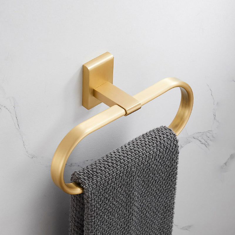 Golden Modern 5-Piece Bathroom Accessory Set Brushed Brass Towel Bar/Paper Holder