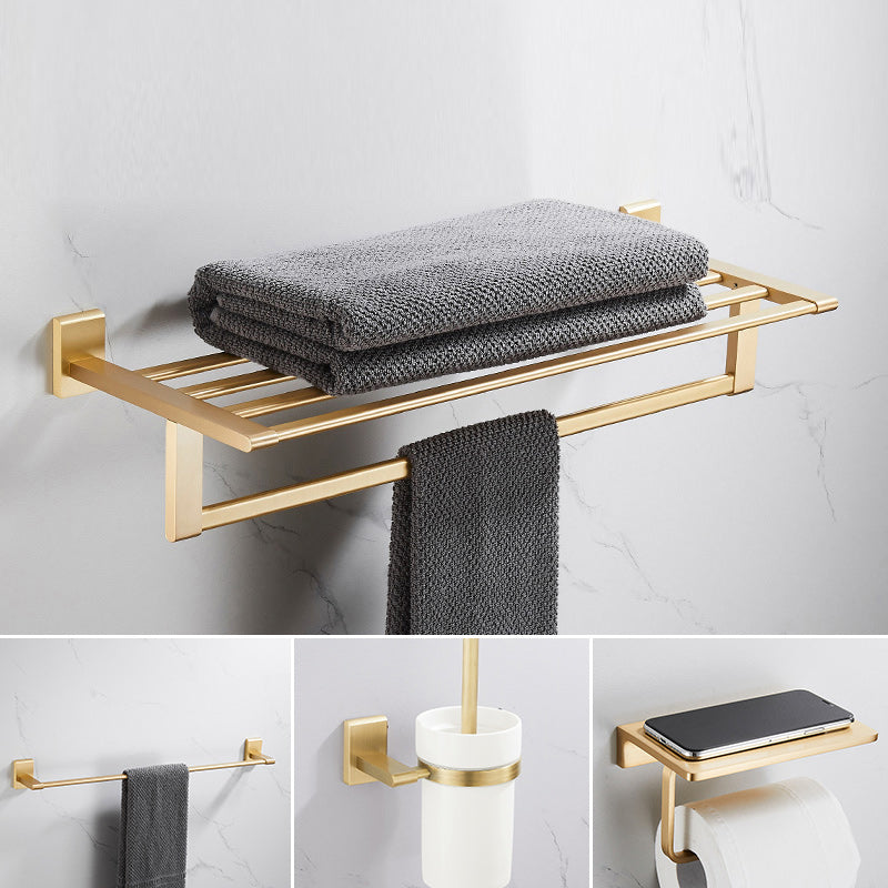 Golden Modern 5-Piece Bathroom Accessory Set Brushed Brass Towel Bar/Paper Holder