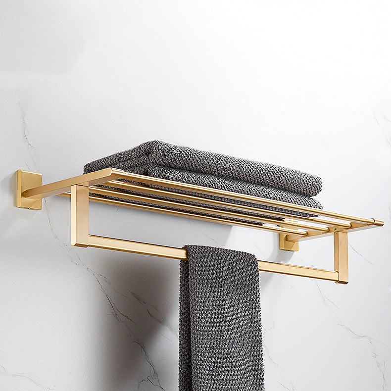 Golden Modern 5-Piece Bathroom Accessory Set Brushed Brass Towel Bar/Paper Holder