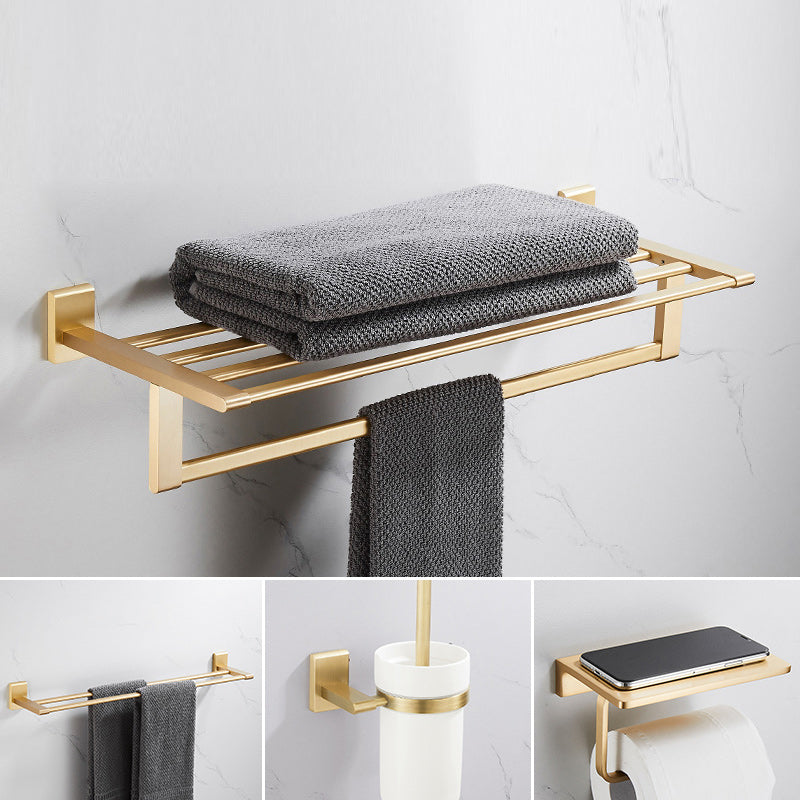 Golden Modern 5-Piece Bathroom Accessory Set Brushed Brass Towel Bar/Paper Holder