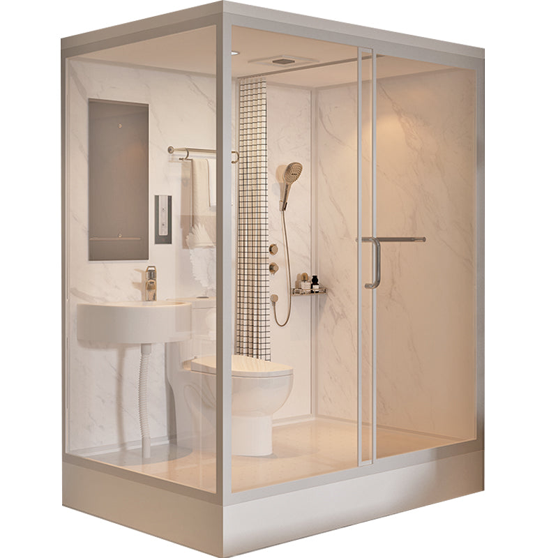 Shower Stall Semi-Frameless Single Sliding Black Rectangle Shower Stall