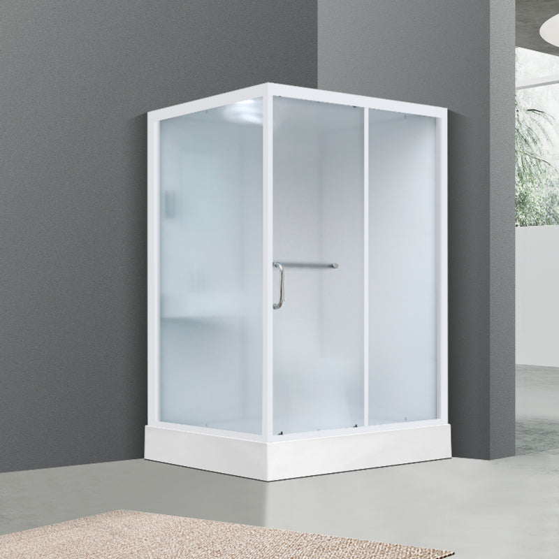 Shower Stall Semi-Frameless Single Sliding Black Rectangle Shower Stall