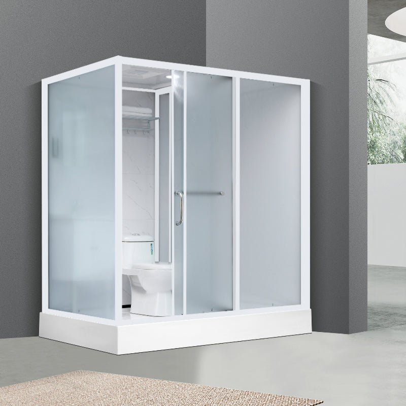 Shower Stall Semi-Frameless Single Sliding Black Rectangle Shower Stall