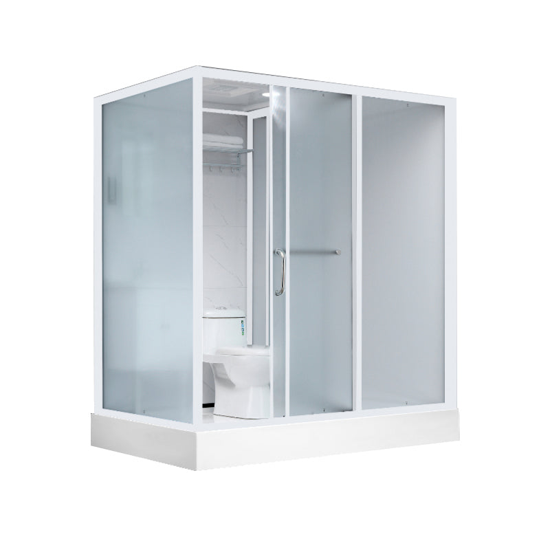 Shower Stall Semi-Frameless Single Sliding Black Rectangle Shower Stall