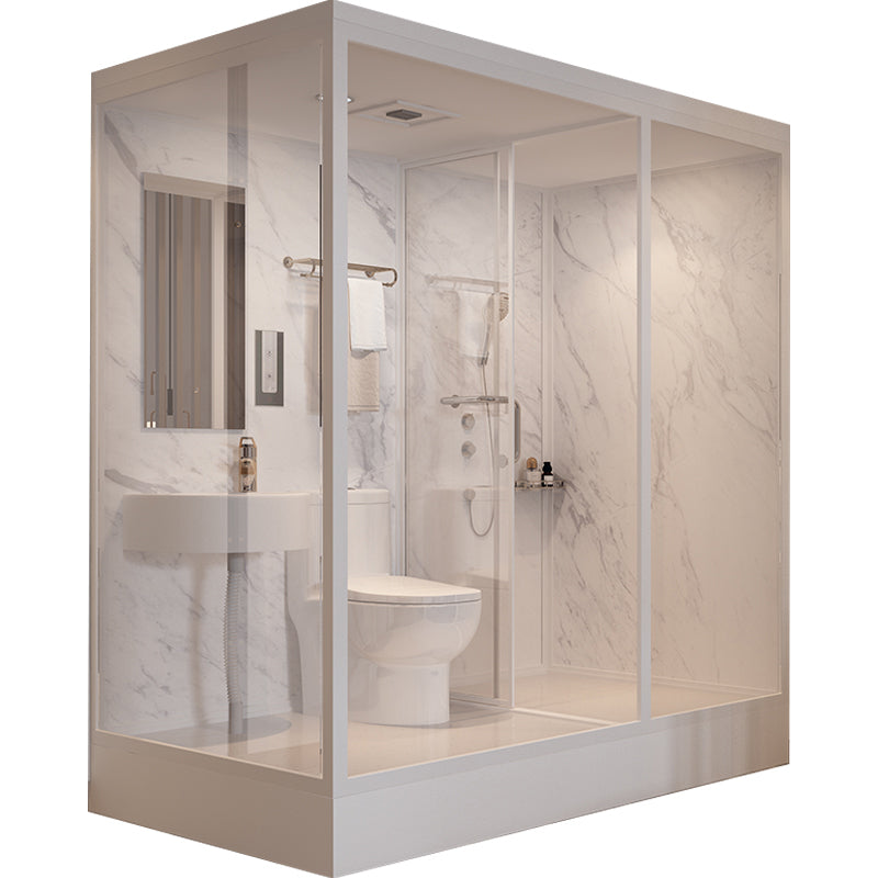 Shower Stall Semi-Frameless Single Sliding Black Rectangle Shower Stall