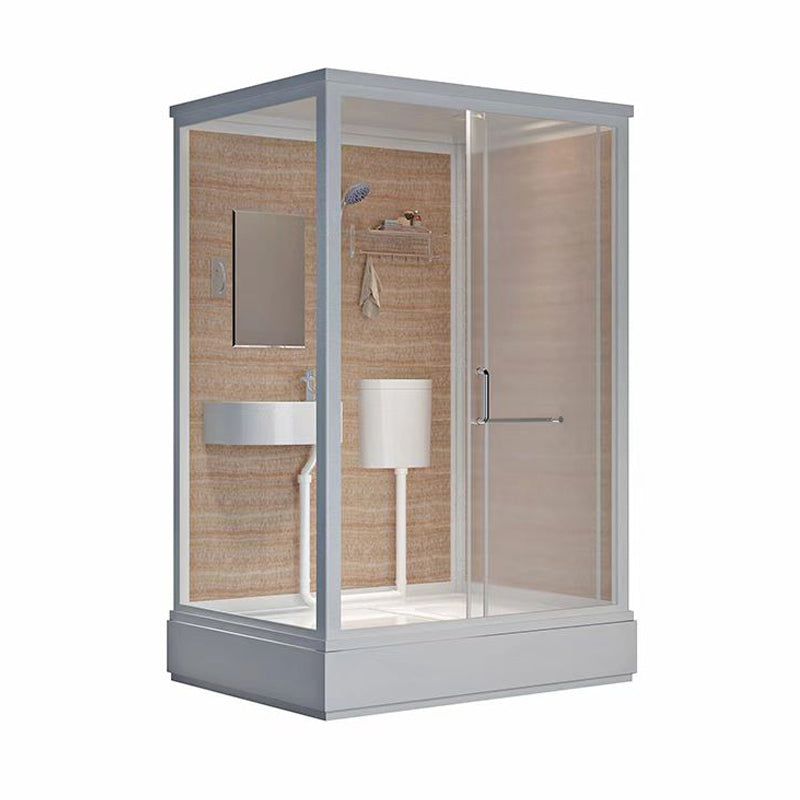 Shower Stall Semi-Frameless Single Sliding Black Rectangle Shower Stall