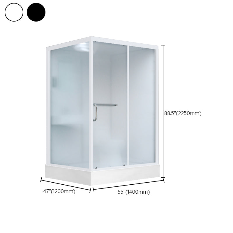 Shower Stall Semi-Frameless Single Sliding Black Rectangle Shower Stall