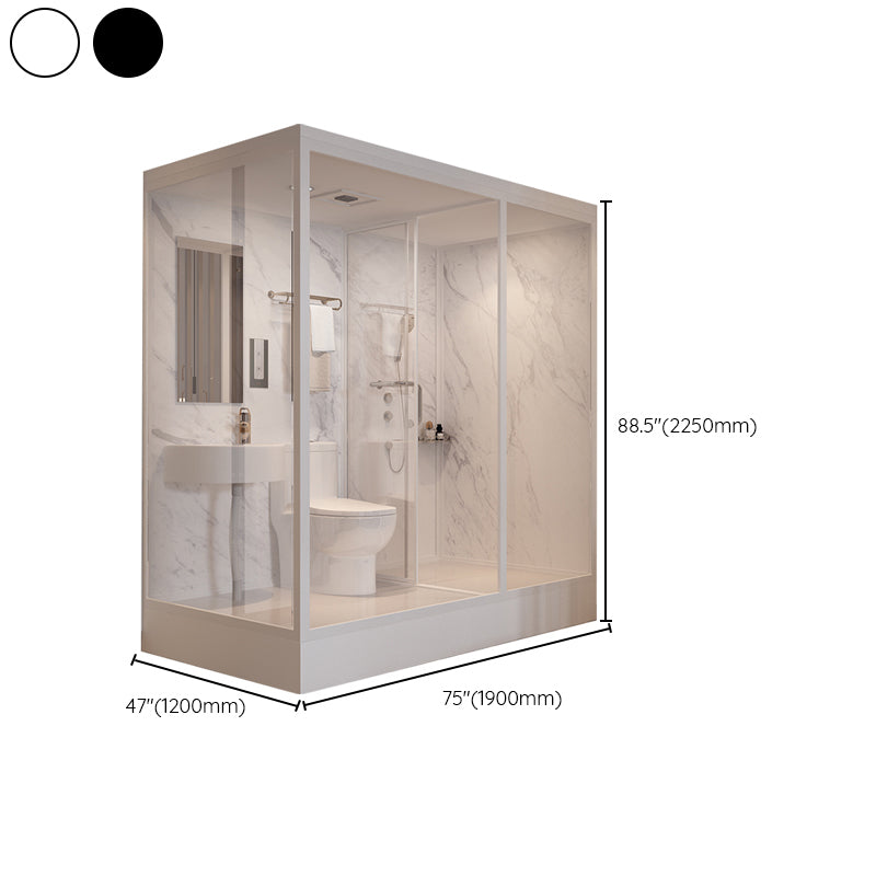 Shower Stall Semi-Frameless Single Sliding Black Rectangle Shower Stall